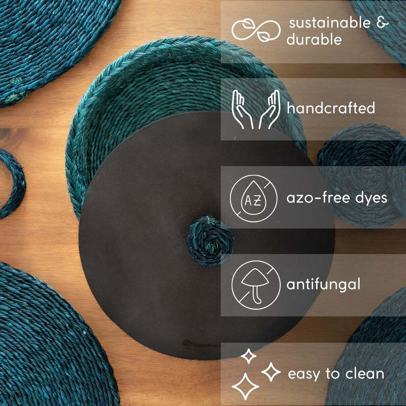 Handmade Sabai Grass Roti Box - Indigo | Verified Sustainable Baskets & Boxes on Brown Living™