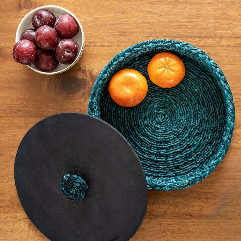 Handmade Sabai Grass Roti Box - Indigo | Verified Sustainable Baskets & Boxes on Brown Living™