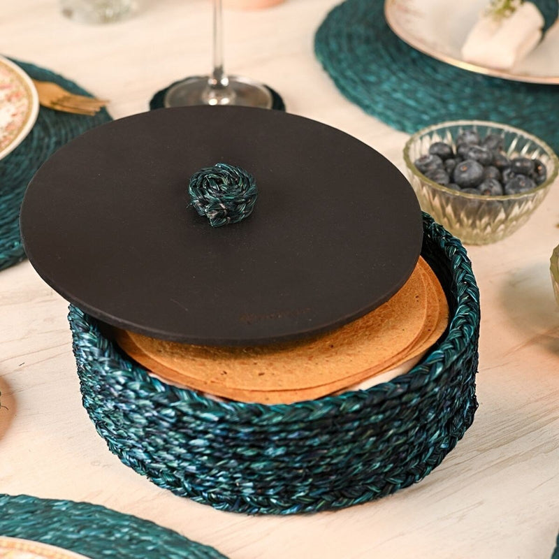 Handmade Sabai Grass Roti Box - Indigo | Verified Sustainable Baskets & Boxes on Brown Living™