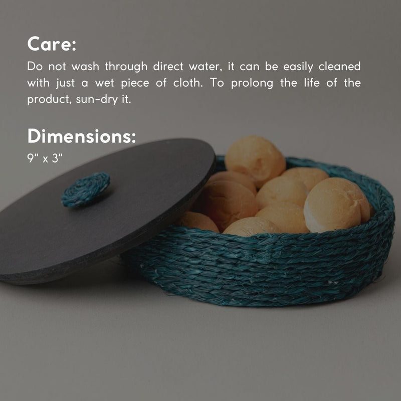 Handmade Sabai Grass Roti Box - Indigo | Verified Sustainable Baskets & Boxes on Brown Living™