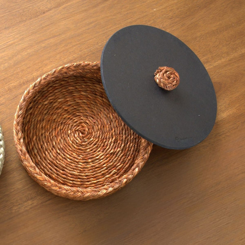 Handmade Sabai Grass Roti Box - Orange | Verified Sustainable Baskets & Boxes on Brown Living™