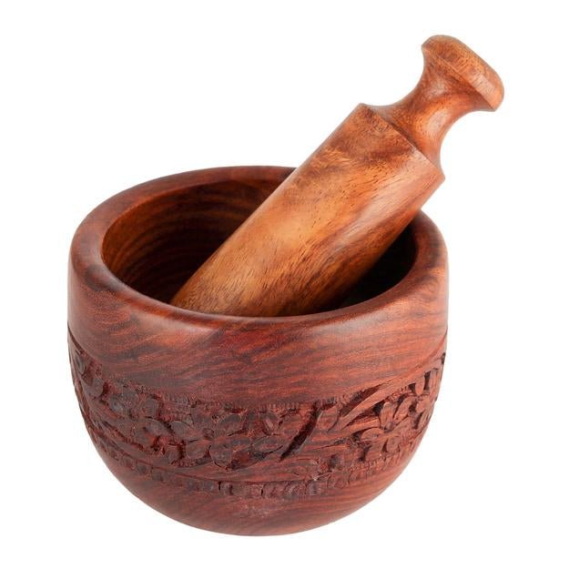 Buy Handmade Wooden Kitchen Okhli Masher| Mortar Pestle | Shop Verified Sustainable Kitchen Tools on Brown Living™