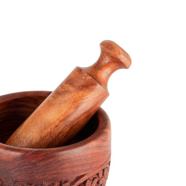 Buy Handmade Wooden Kitchen Okhli Masher| Mortar Pestle | Shop Verified Sustainable Kitchen Tools on Brown Living™