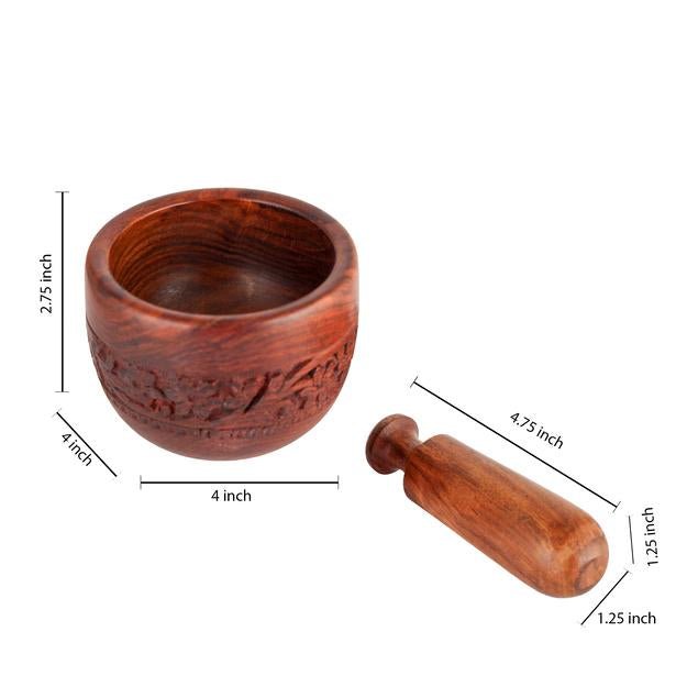 Buy Handmade Wooden Kitchen Okhli Masher| Mortar Pestle | Shop Verified Sustainable Kitchen Tools on Brown Living™