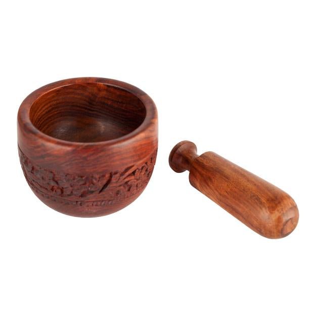 Buy Handmade Wooden Kitchen Okhli Masher| Mortar Pestle | Shop Verified Sustainable Kitchen Tools on Brown Living™