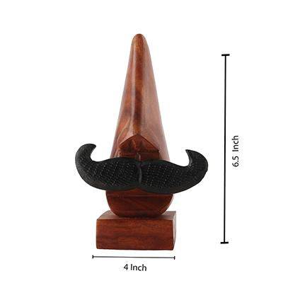 Buy Handmade Wooden Nose Shaped Eyewear Holder with Black Mustache | Shop Verified Sustainable Table Decor on Brown Living™