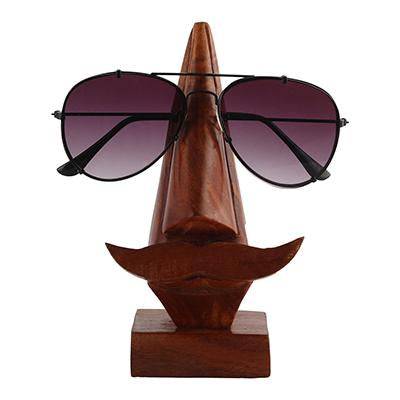 Buy Wooden Nose Shaped Sunglasses Holder Stand with Brown Mustache | Shop Verified Sustainable Table Decor on Brown Living™