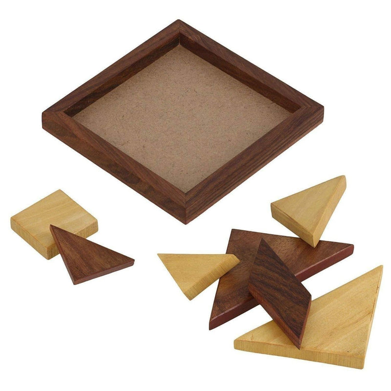 Buy Handmade Wooden Tangram Puzzle | 7-Piece Jigsaw Puzzle | Shop Verified Sustainable Learning & Educational Toys on Brown Living™