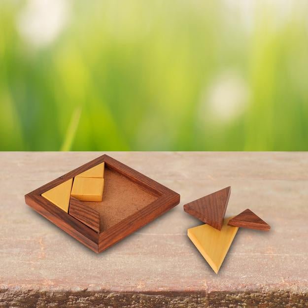 Buy Handmade Wooden Tangram Puzzle | 7-Piece Jigsaw Puzzle | Shop Verified Sustainable Learning & Educational Toys on Brown Living™