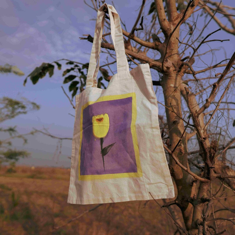 Buy Handpainted Bell Flower Tote Bag | Shop Verified Sustainable Tote Bag on Brown Living™