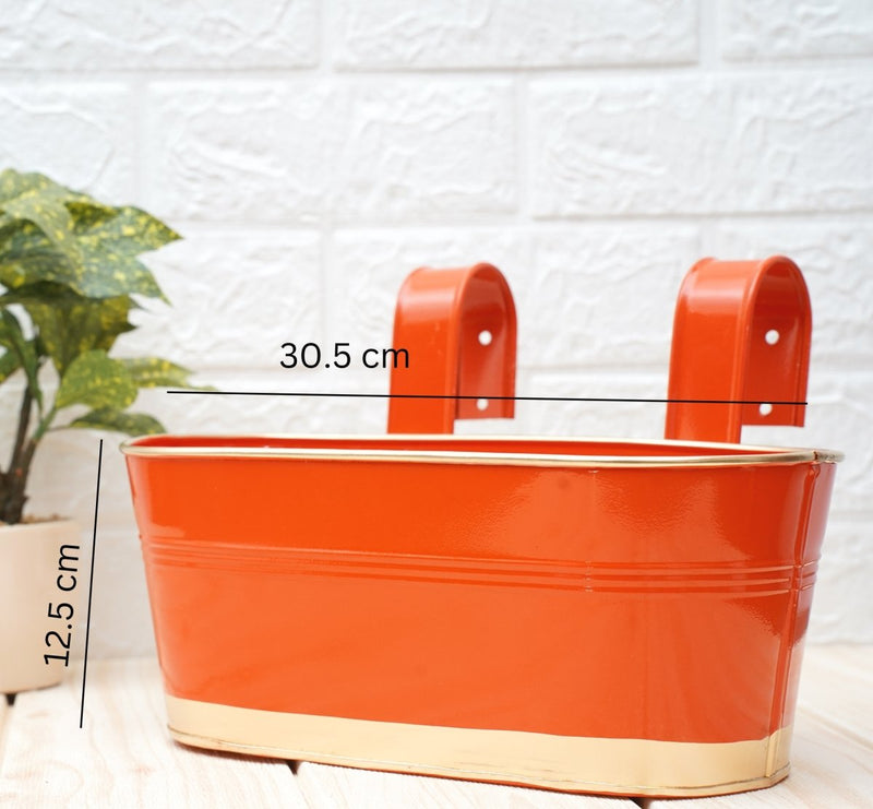 Buy Hanging Pots For Plants Balcony Railing (Orange - Pack4) | Shop Verified Sustainable Pots & Planters on Brown Living™