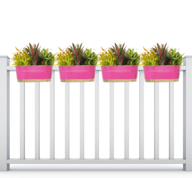 Buy Hanging Pots For Plants Balcony Railing (Pink - Pack4) | Shop Verified Sustainable Pots & Planters on Brown Living™