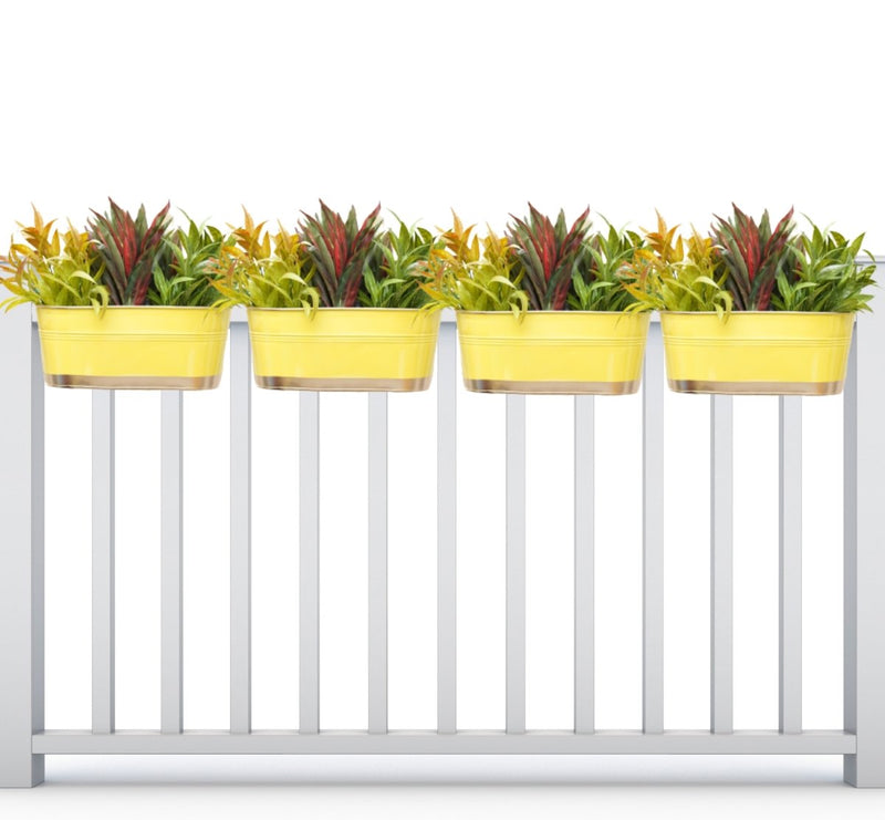 Buy Hanging Pots For Plants Balcony Railing (Yellow - Pack4) | Shop Verified Sustainable Pots & Planters on Brown Living™