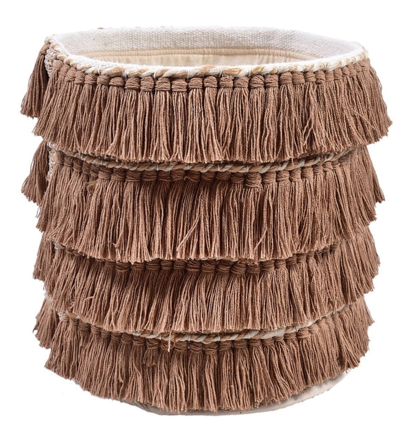 Buy Harmony Fringe Jute and Cotton Basket | Shop Verified Sustainable Baskets & Boxes on Brown Living™