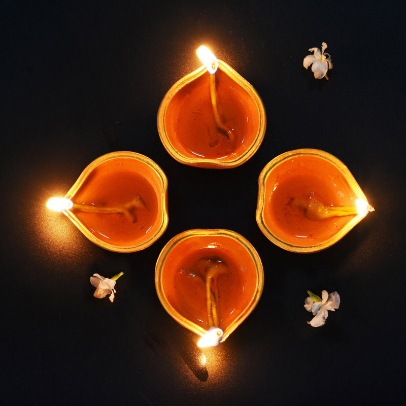 Buy Heart Shape Diya- Diwali Special - Set of 12 Diyas & Cotton Wicks | Shop Verified Sustainable Products on Brown Living