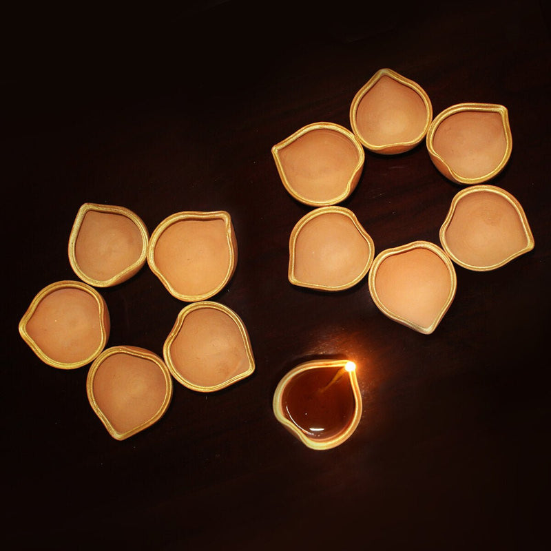 Buy Heart Shape Diya- Diwali Special - Set of 12 Diyas & Cotton Wicks | Shop Verified Sustainable Products on Brown Living