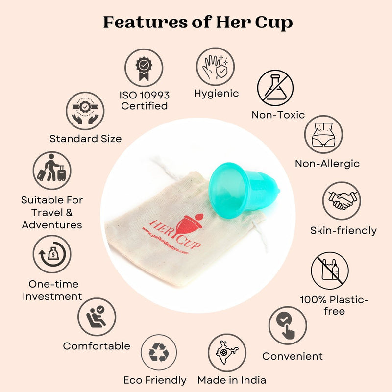 Buy Her Cup Platinum-Menstrual Cup For Women by Regular Size - Teal | Shop Verified Sustainable Menstrual Cup on Brown Living™