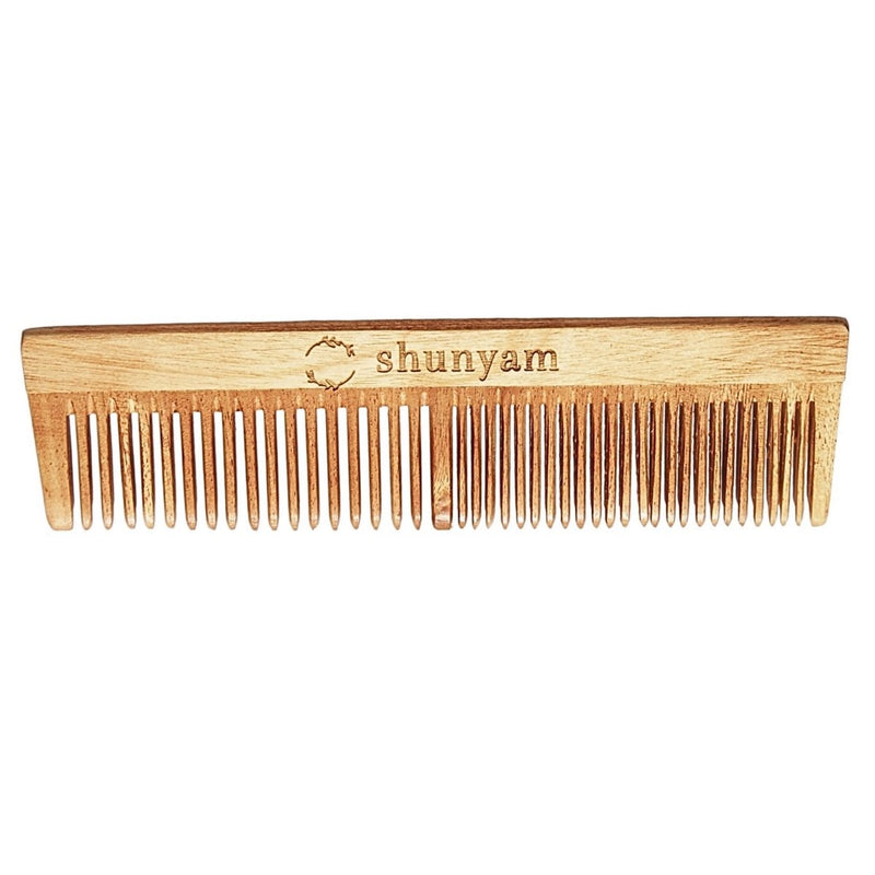 Buy Herb oil infused Neem Comb Pack of 2 (Dual Teeth and Detangler Comb) | Shop Verified Sustainable Hair Comb on Brown Living™