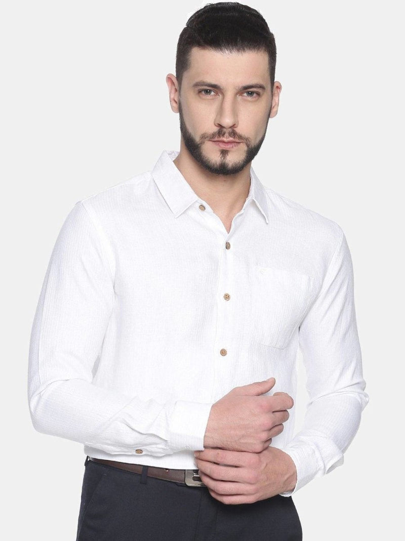 Buy Herringbone White - Slim Fit Hemp Formal Shirt | Shop Verified Sustainable Mens Shirt on Brown Living™