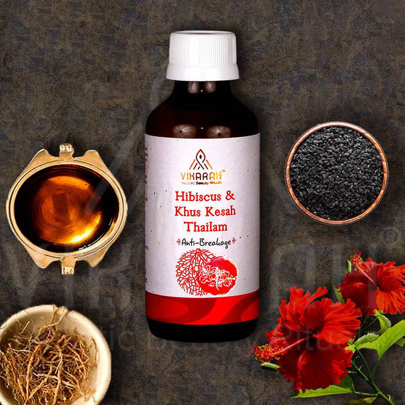 Buy Hibiscus and Khus Kesah Thailam - Anti-breakage Hair Oil - 100ml | Shop Verified Sustainable Hair Oil on Brown Living™