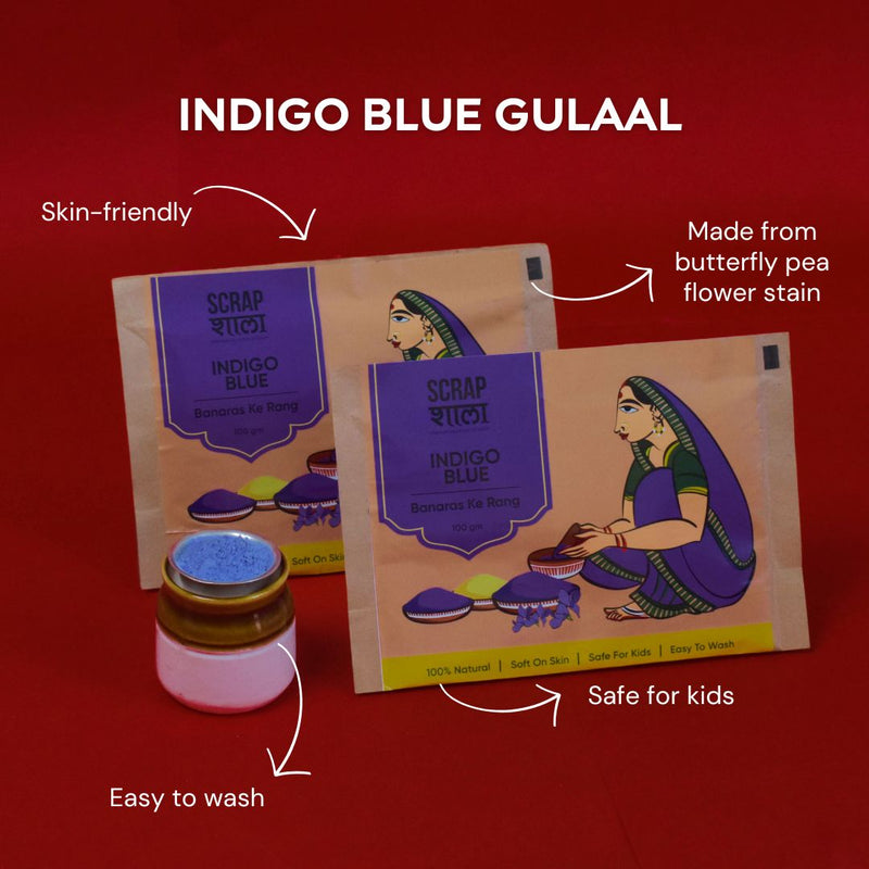 Holi Milan Box | Four Packs of Natural Gulaal | Safe for Kids | Handmade in Banaras | Verified Sustainable Religious Items on Brown Living™