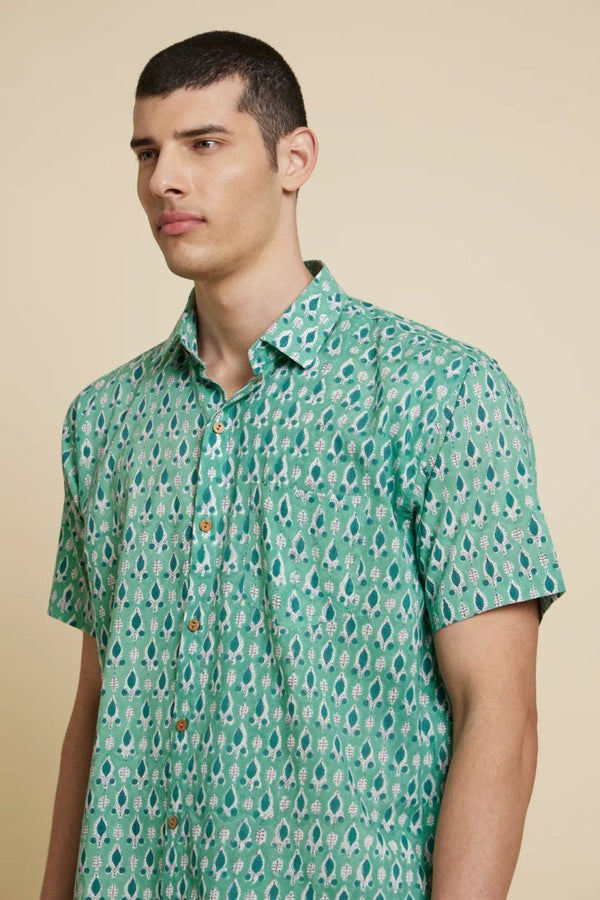 Buy Holiday Handblock Printed Shirt | Shop Verified Sustainable Mens Shirt on Brown Living™