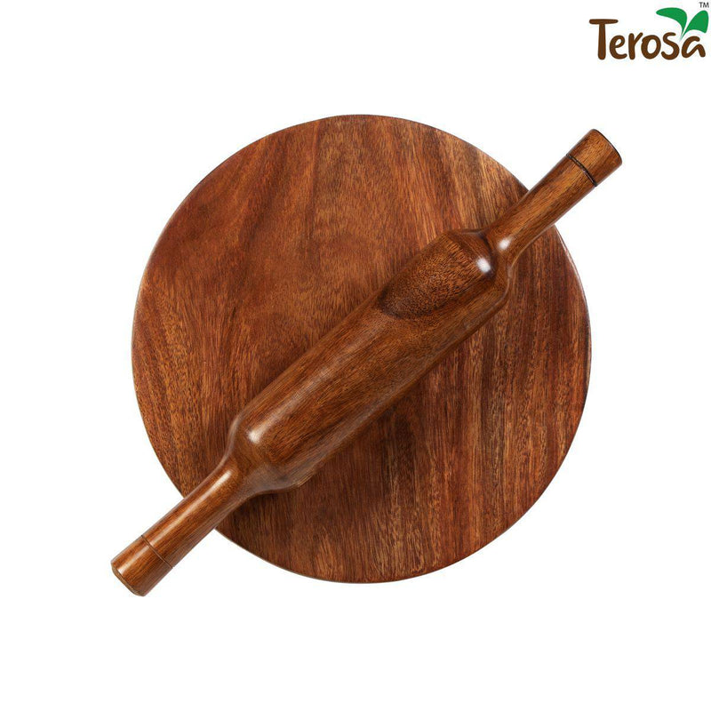 Buy Indian Rosewood or Sheesham Chakla Belan/Rolling Board & Pin Set | Shop Verified Sustainable Kitchen Tools on Brown Living™