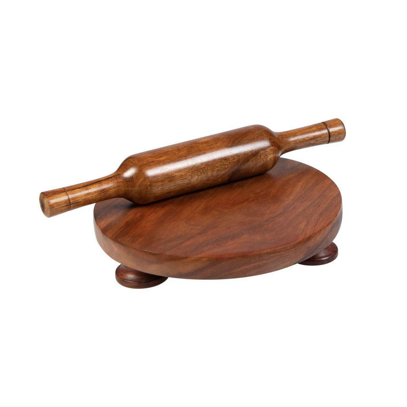 Buy Indian Rosewood or Sheesham Chakla Belan/Rolling Board & Pin Set | Shop Verified Sustainable Kitchen Tools on Brown Living™