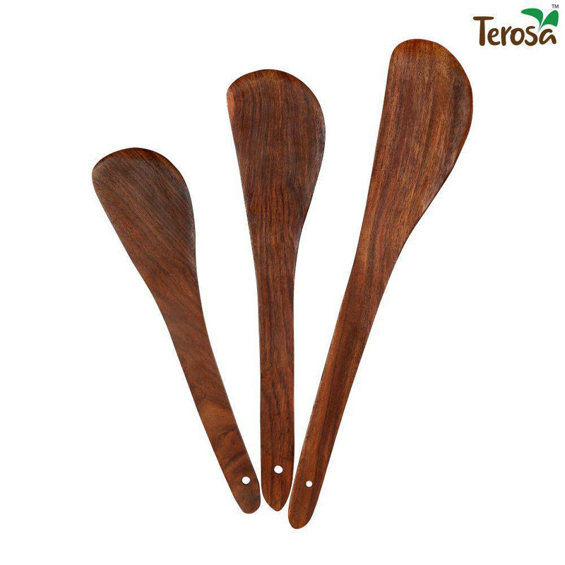 Buy Indian Rosewood or Sheesham Spatula or Half Palta Set II of 3 - Wooden | Shop Verified Sustainable Cookware on Brown Living™