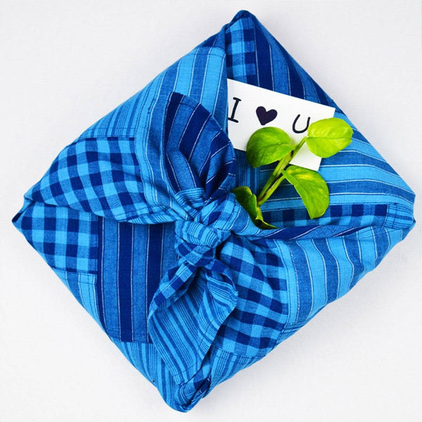 Buy Indigo Bojagi Scarf & Gift Wrap Fabric | Shop Verified Sustainable Gift Tags & Labels on Brown Living™