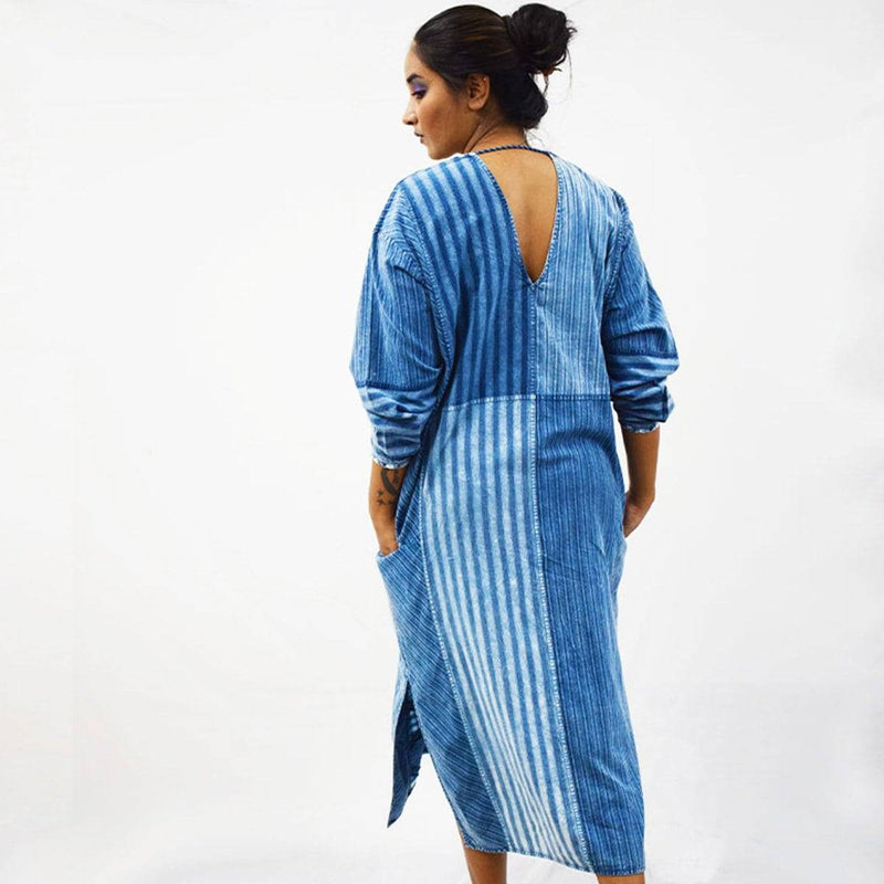 Buy Indigo Handloom Loose Dress | Shop Verified Sustainable Womens Dress on Brown Living™