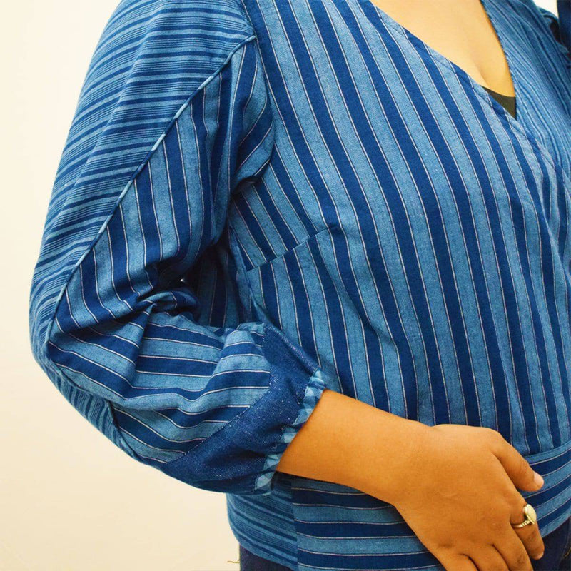 Buy Indigo Handloom Wrap Top | Shop Verified Sustainable Womens Top on Brown Living™