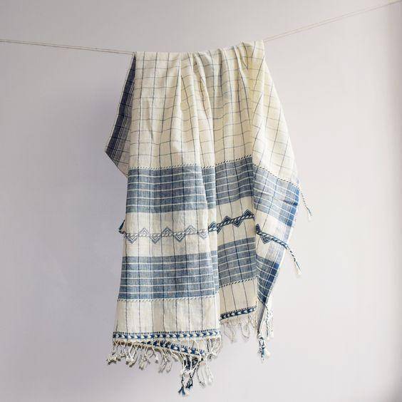 Buy Indigo Ivory Organic Kala Cotton Scarf | Shop Verified Sustainable Womens Scarf on Brown Living™