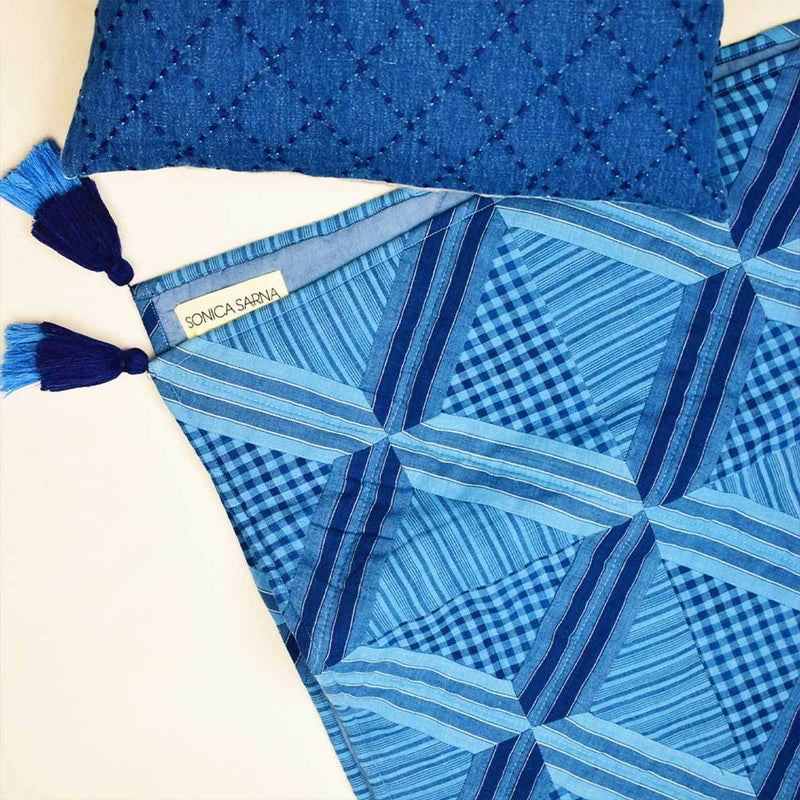 Buy Indigo patchwork quilted throw | Shop Verified Sustainable Bed Linens on Brown Living™