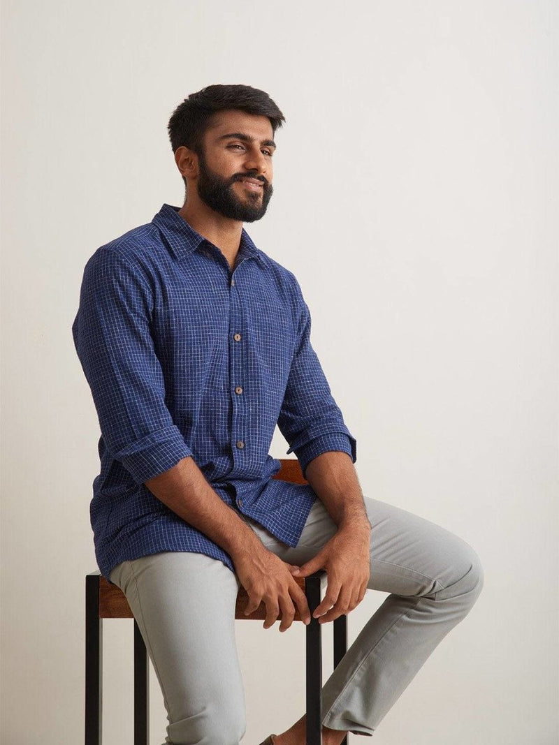 Buy Indigo Waves Shirt | Shop Verified Sustainable Mens Shirt on Brown Living™