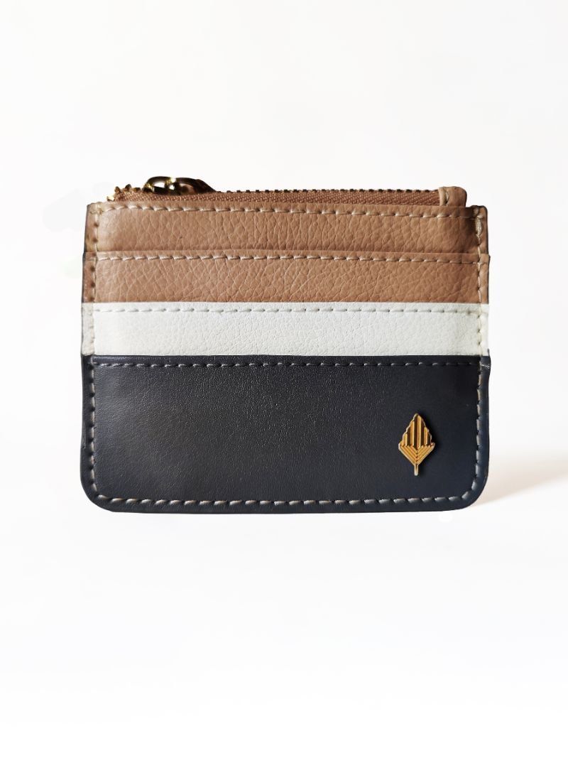 Buy Iris- Apple Leather Card Holder (Grey & Caramel) | Shop Verified Sustainable Wallet on Brown Living™