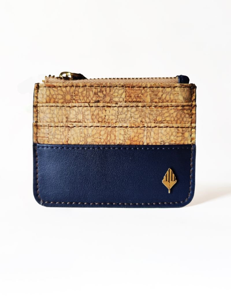 Buy Iris- Apple leather & cork cardholder (Navy Blue) | Shop Verified Sustainable Wallet on Brown Living™