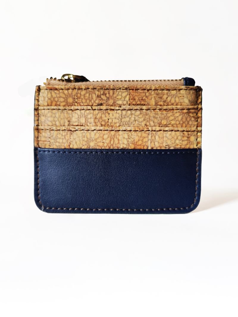 Buy Iris- Apple leather & cork cardholder (Navy Blue) | Shop Verified Sustainable Wallet on Brown Living™