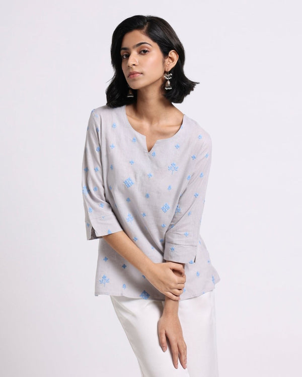 Buy Ivy Grey Ethnic Blouse | Shop Verified Sustainable Womens Kurta on Brown Living™