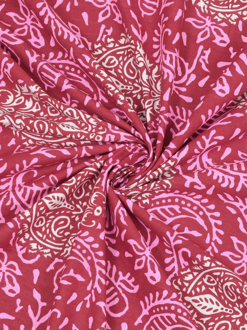 Buy Jaipuri Hand Printed Queen Size Cotton Red Bedsheet with Pillow Covers | Shop Verified Sustainable Products on Brown Living