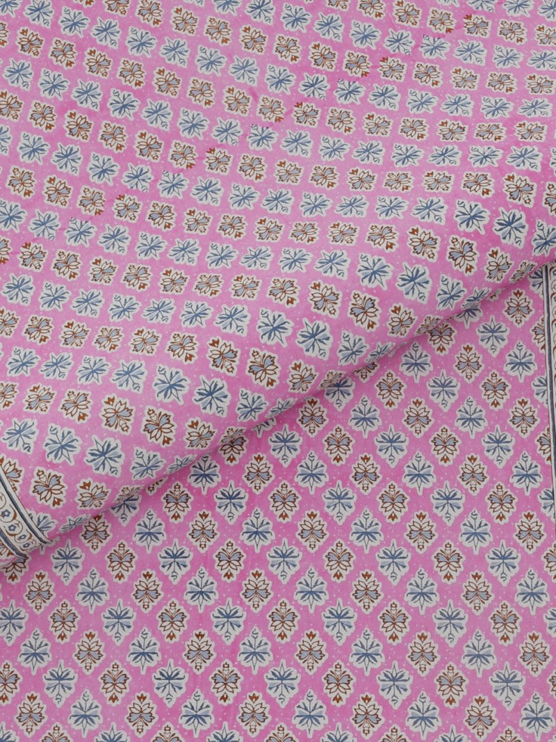 Jaipuri Print King Size 330 TC Pure Cotton Bedsheet with Pillow Covers- Pink | Verified Sustainable Bed Linens on Brown Living™