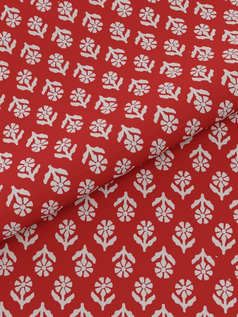 Jaipuri Print King Size 330 TC Pure Cotton Bedsheet with Pillow Covers- Red | Verified Sustainable Bed Linens on Brown Living™