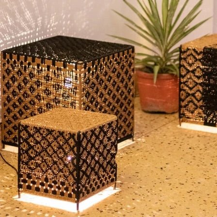 Buy Jute & Black Cotton Light Box | Shop Verified Sustainable Lamps & Lighting on Brown Living™