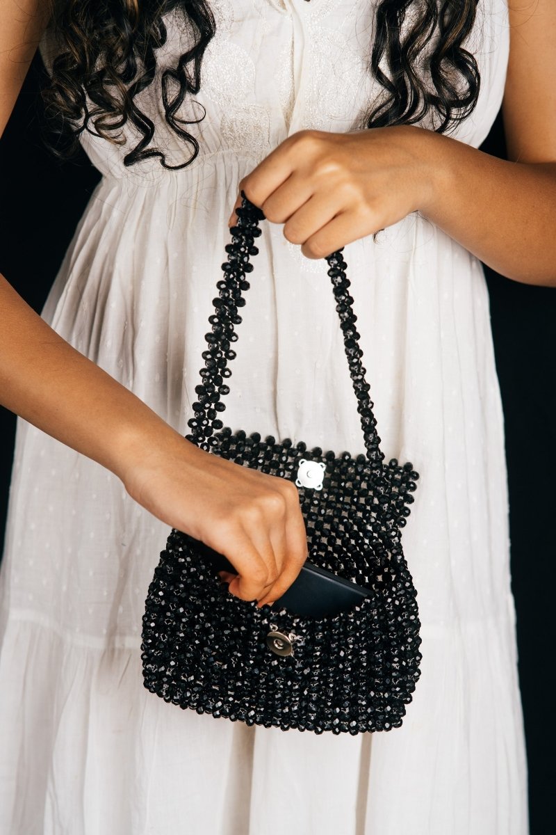 Buy Kala Baguette| Womens Handbag | Black | Crystal glass beaded | Shop Verified Sustainable Womens Handbag on Brown Living™