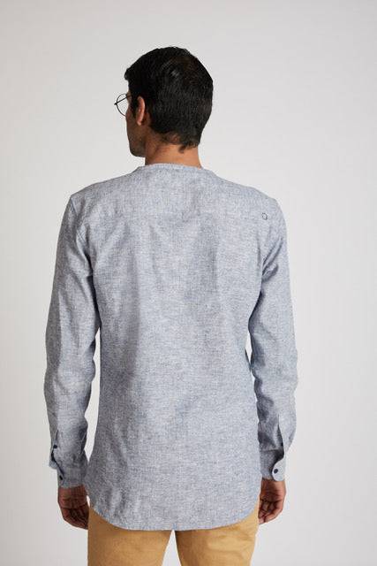 Buy Kaliedoscope Round Neck Shirt Blue Melange | Shop Verified Sustainable Mens Shirt on Brown Living™