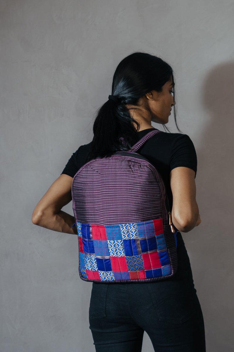 Buy Kaushiki Petite Silk Patchwork Backpack | Shop Verified Sustainable Backpacks on Brown Living™