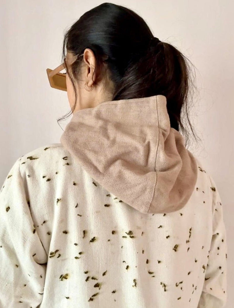 Buy Khadi Shrug Natural Dye & Eco Printed with Flower Petals | Shop Verified Sustainable Womens Jacket on Brown Living™