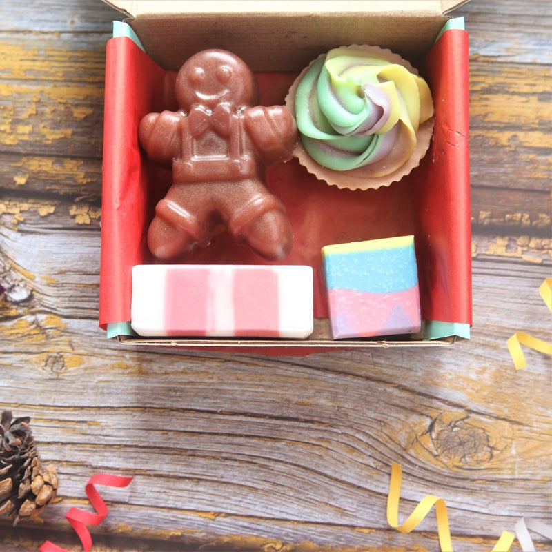 Buy Kids Combo Bath Gift Set with Ginger Bread Man, Cupcake, Candy cane, Mini Rainbow soap | Shop Verified Sustainable Body Soap on Brown Living™