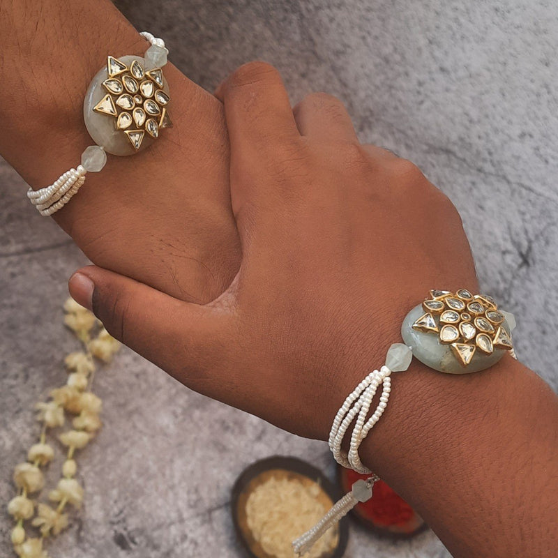 Buy Kundan Rakhi On Semi Precious Stones | Shop Verified Sustainable Rakhi on Brown Living™