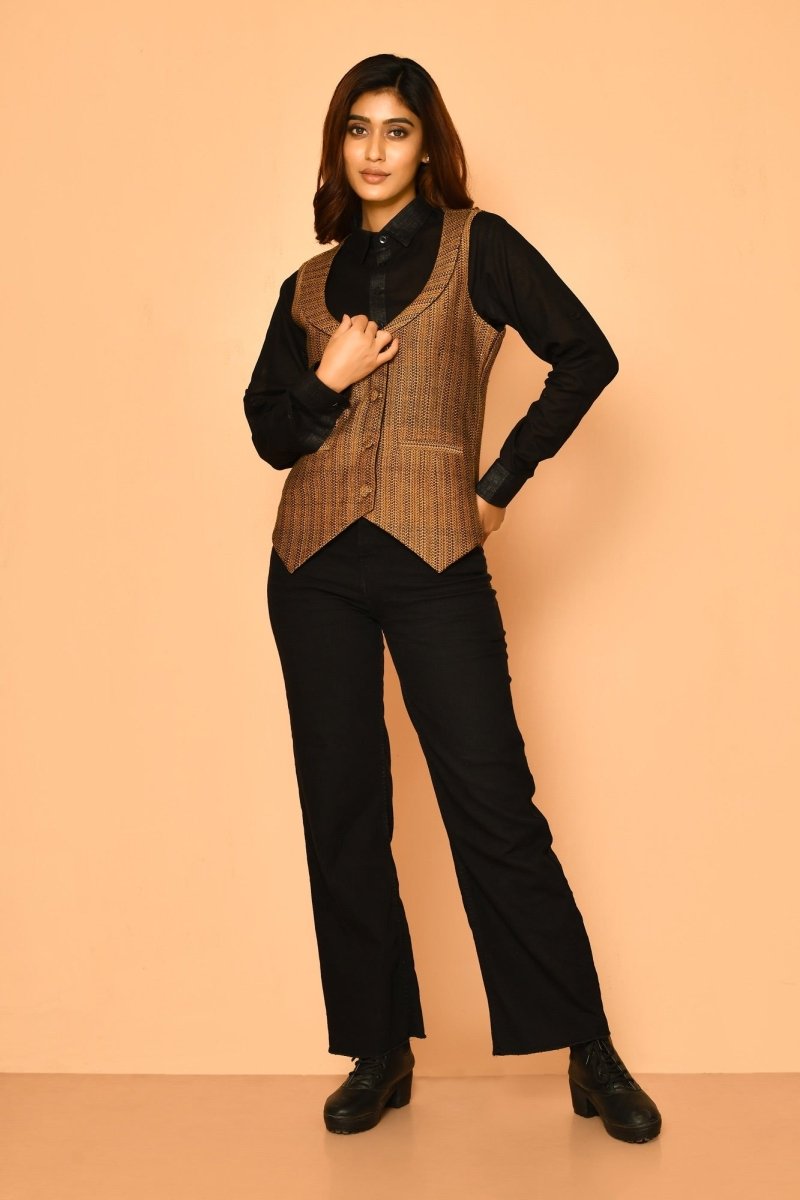 Buy Kyra Handloom Womens Cotton Jacket | Shop Verified Sustainable Womens Jacket on Brown Living™